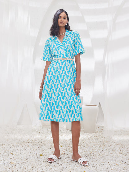 Maze Geometric Collared Dress - Multicolor