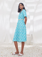 Maze Geometric Collared Dress - Multicolor