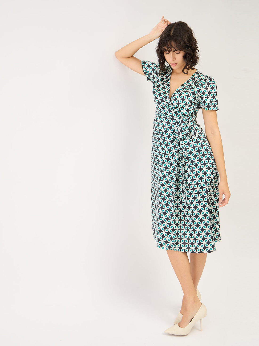 Starla Geometric Wrap Dress - Multicolor