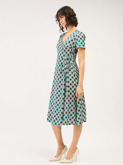Starla Geometric Wrap Dress - Multicolor
