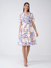 Penna Floral Shirt Dress-Multicolor