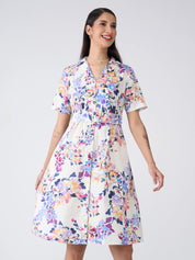 Penna Floral Shirt Dress-Multicolor