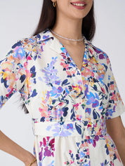 Penna Floral Shirt Dress-Multicolor