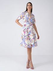 Penna Floral Shirt Dress-Multicolor