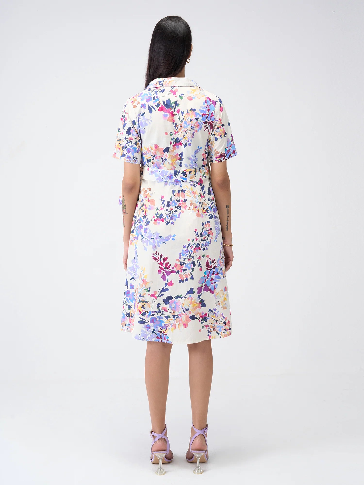 Penna Floral Shirt Dress-Multicolor