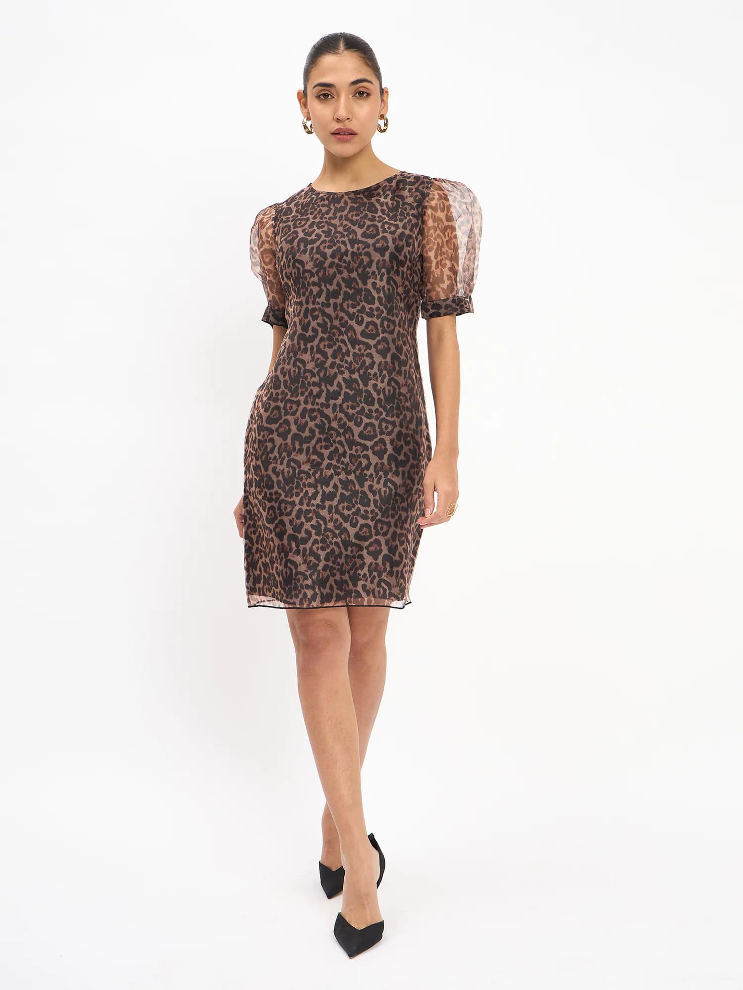 Parker Animal Print Shift Dress - Black & Brown