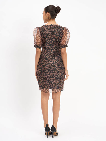 Parker Animal Print Shift Dress - Black &amp; Brown