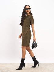 Macy Embellished Shift Dress - Olive