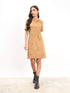 Macy Embellished Shift Dress - Camel/Beige