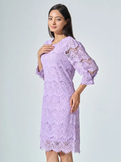 Valentina Lace Shift Dress - Lilac