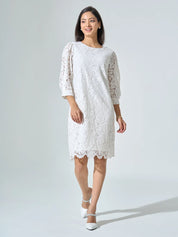 Valentina Lace Shift Dress - Snow White