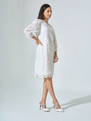 Valentina Lace Shift Dress - Snow White