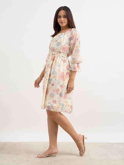 Kella Smocked Waist Dress-Light Peach