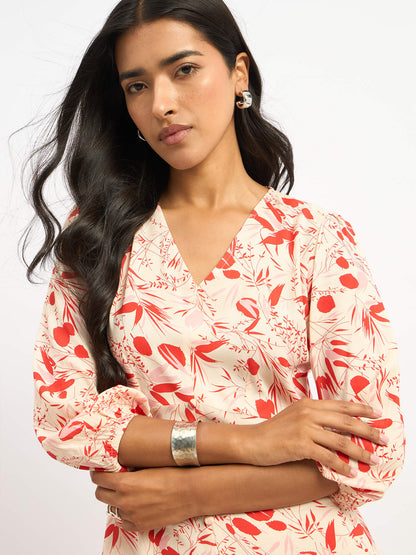 Twiggy Faux Button Midi Dress - Multicolor