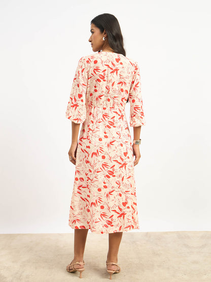Twiggy Faux Button Midi Dress - Multicolor