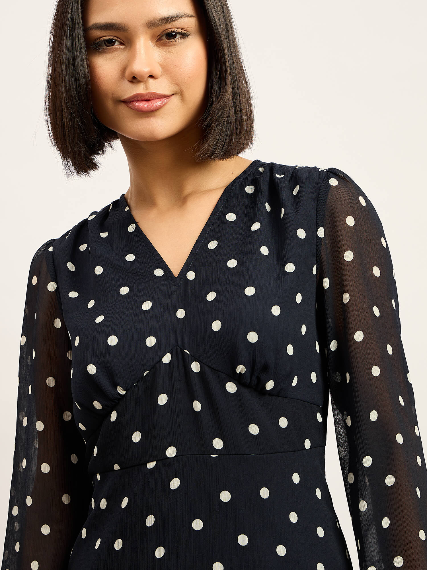 Marisa Empire Waist Midi Dress - Navy &amp; White