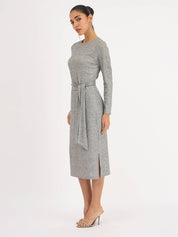 Agnes Longline Rib Knit Dress - Grey