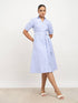 Sommer Belted Shirt Dress-Light Blue & White