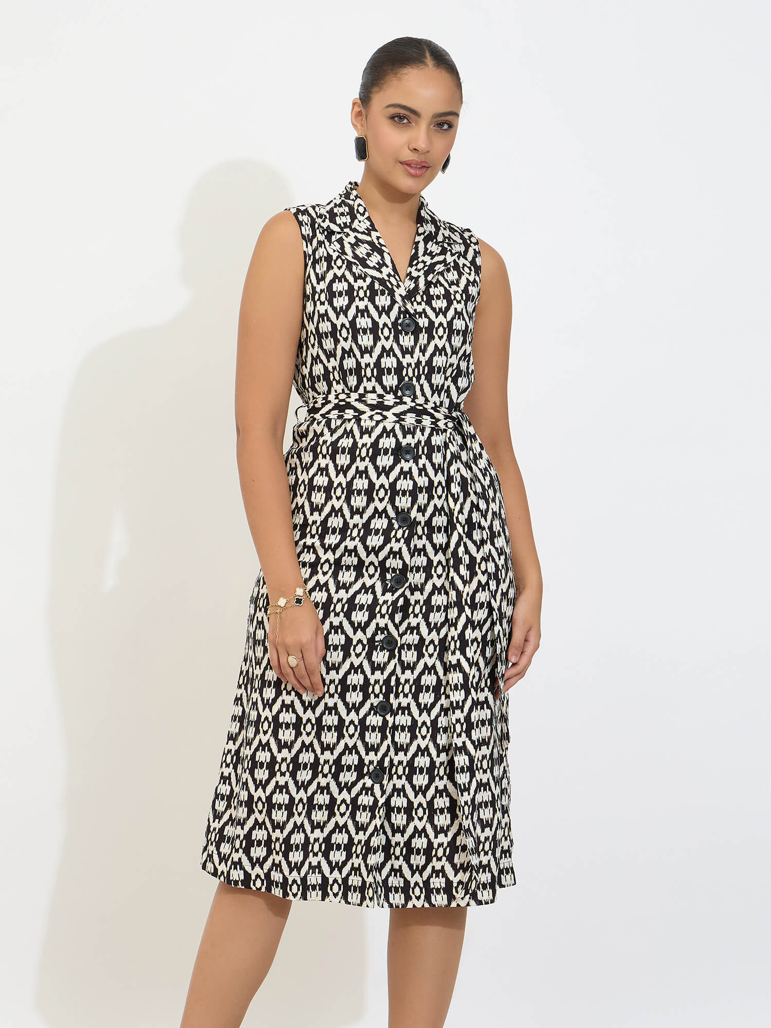 Kersey Black Belted Blazer Style Dress-Multi - SALT Attire