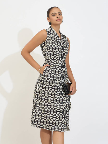 Kersey Black Belted Blazer Style Dress-Multi