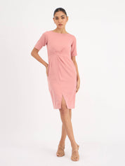 Aspiring Draped Sheath Dress - Blush Pink