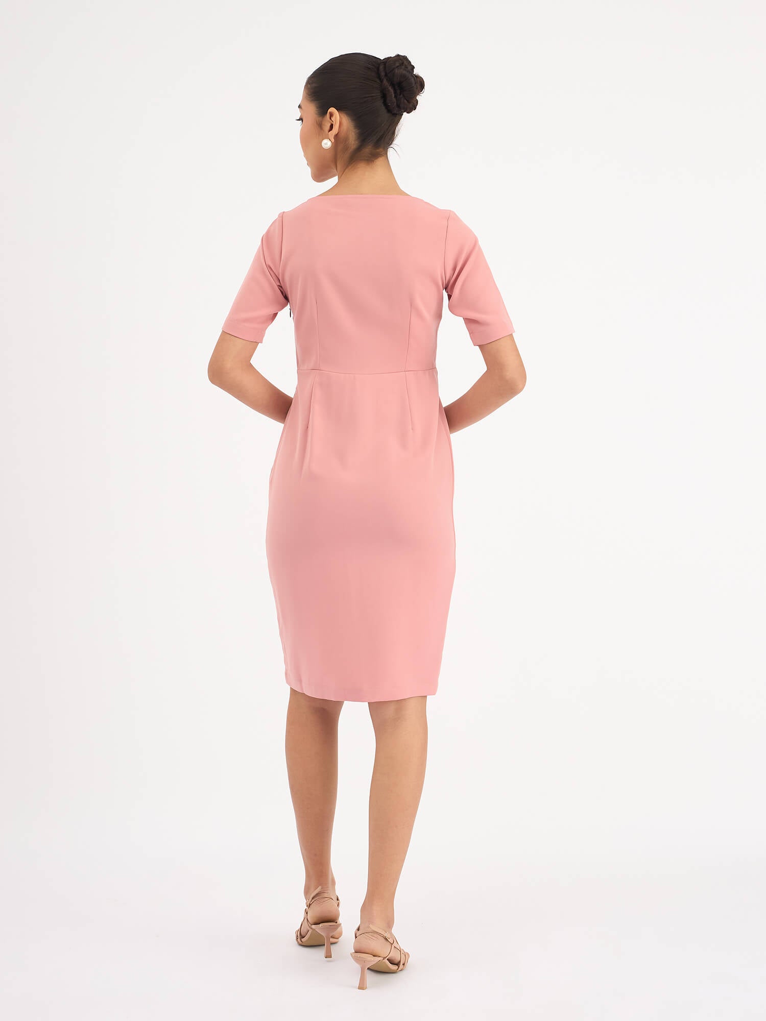 Aspiring Draped Sheath Dress - Blush Pink