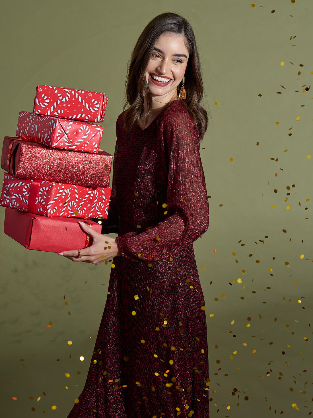 Nyx Plisse Cutout Dress - Red