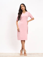 Fluorite D-Buckle Sheath Dress - Pastel Pink