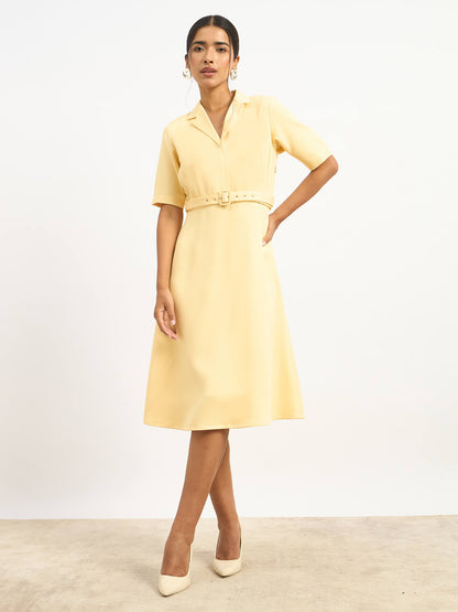Simpatico Collared Dress - Pastel Yellow