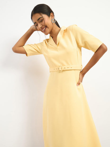 Simpatico Collared Dress - Pastel Yellow