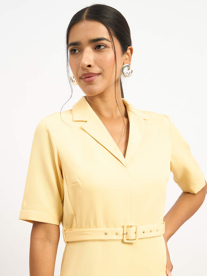Simpatico Collared Dress - Pastel Yellow