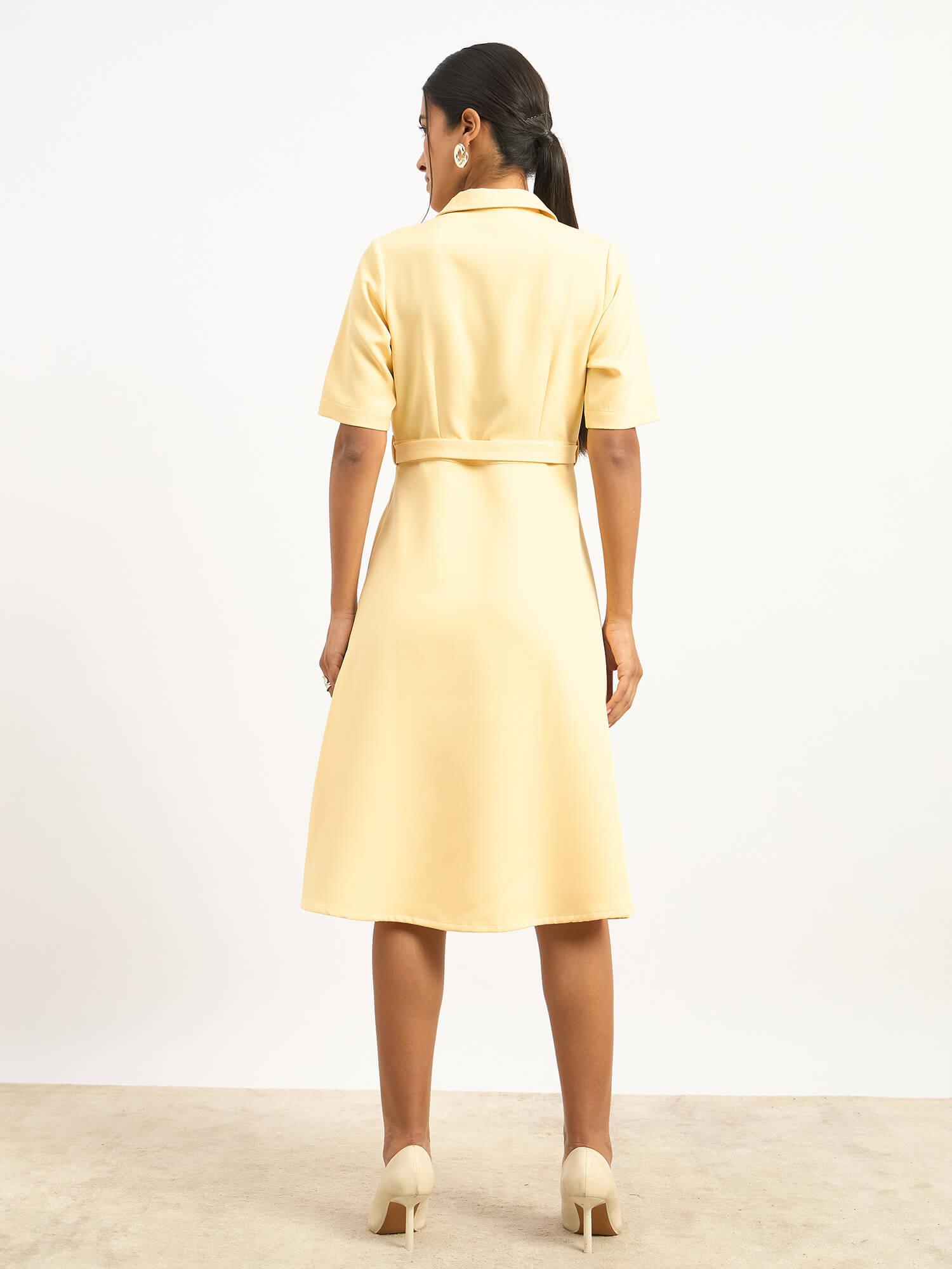 Simpatico Collared Dress - Pastel Yellow