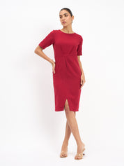 Aspiring Draped Sheath Dress - Red