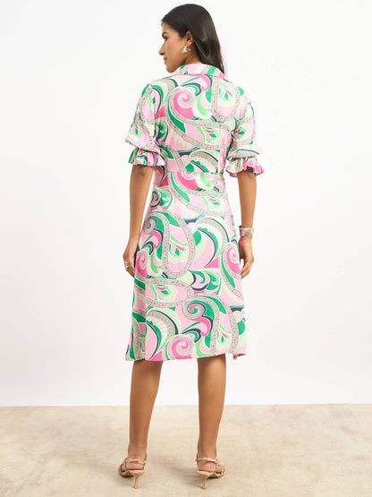 Melly V-Neck Shirt Dress - Multicolor