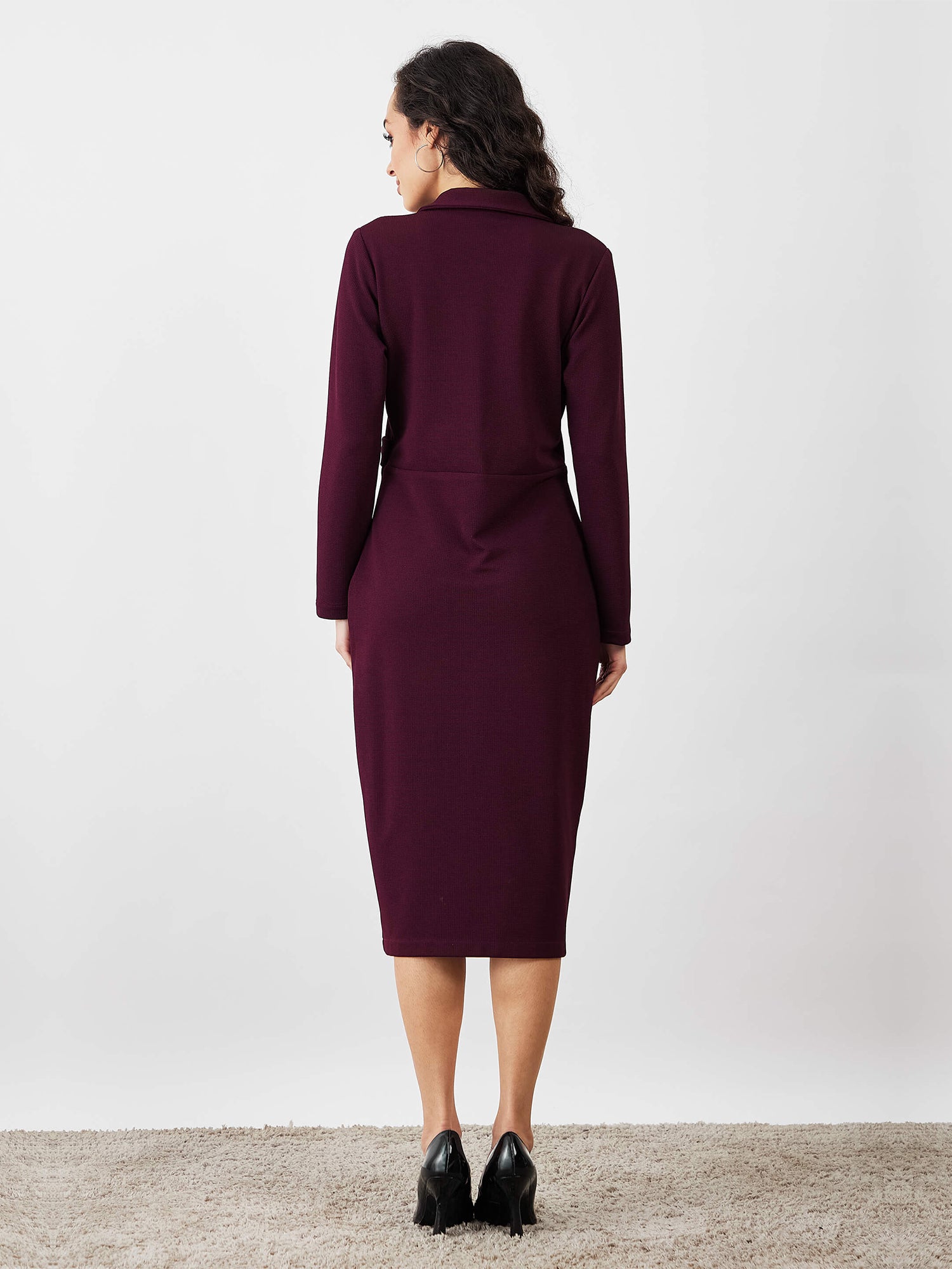 Dark Rum Faux Wrap Dress - Plum