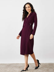 Dark Rum Faux Wrap Dress - Plum