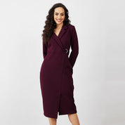 Dark Rum Faux Wrap Dress - Plum