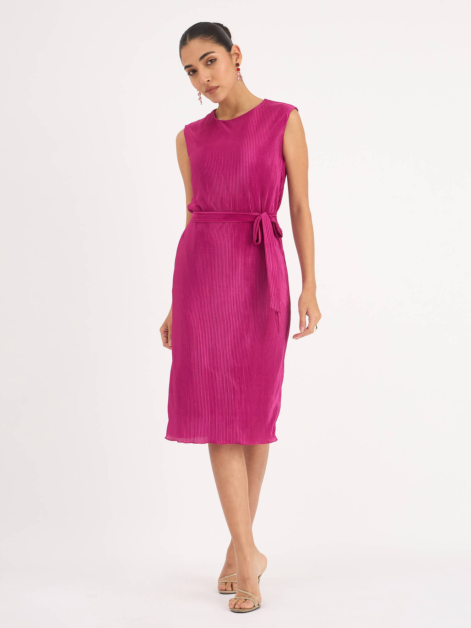 Valeria Shift Dress-Dark Pink