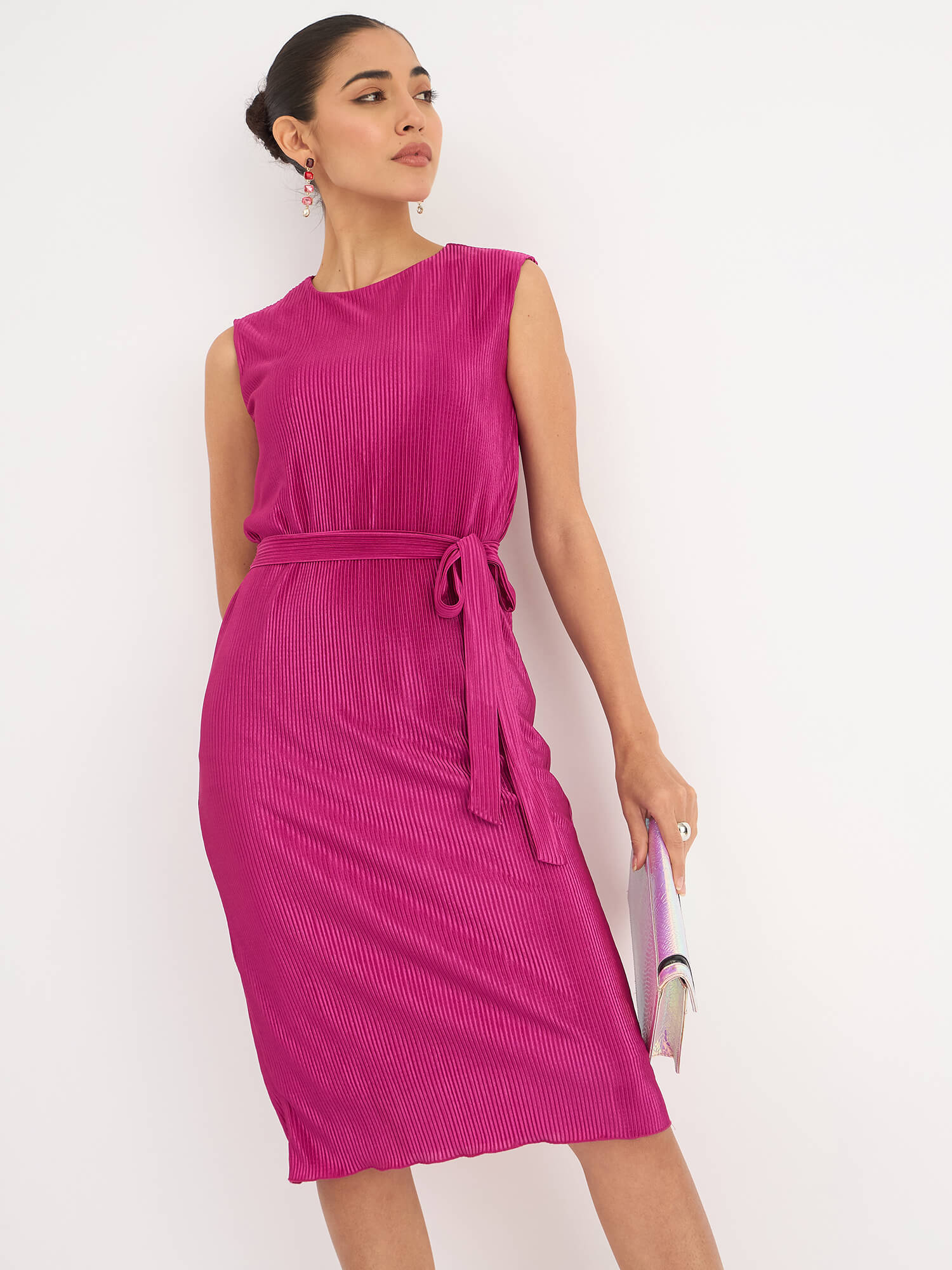 Valeria Shift Dress-Dark Pink