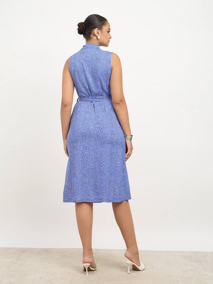 Kersey Blue Belted Blazer Style Dress-Multi