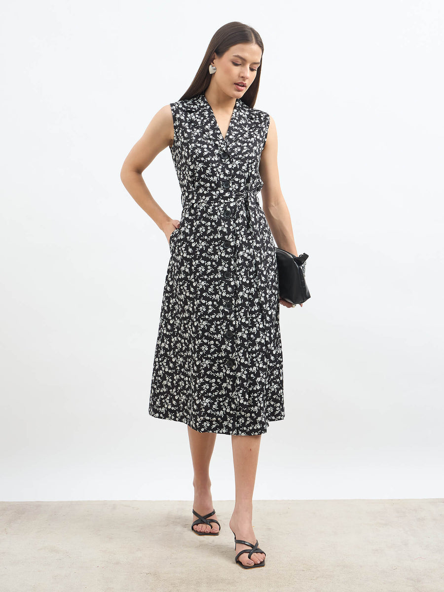 Jill Belted Blazer Style Dress-Black