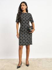 Quadrate Printed Shift Dress - Black