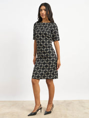 Quadrate Printed Shift Dress - Black