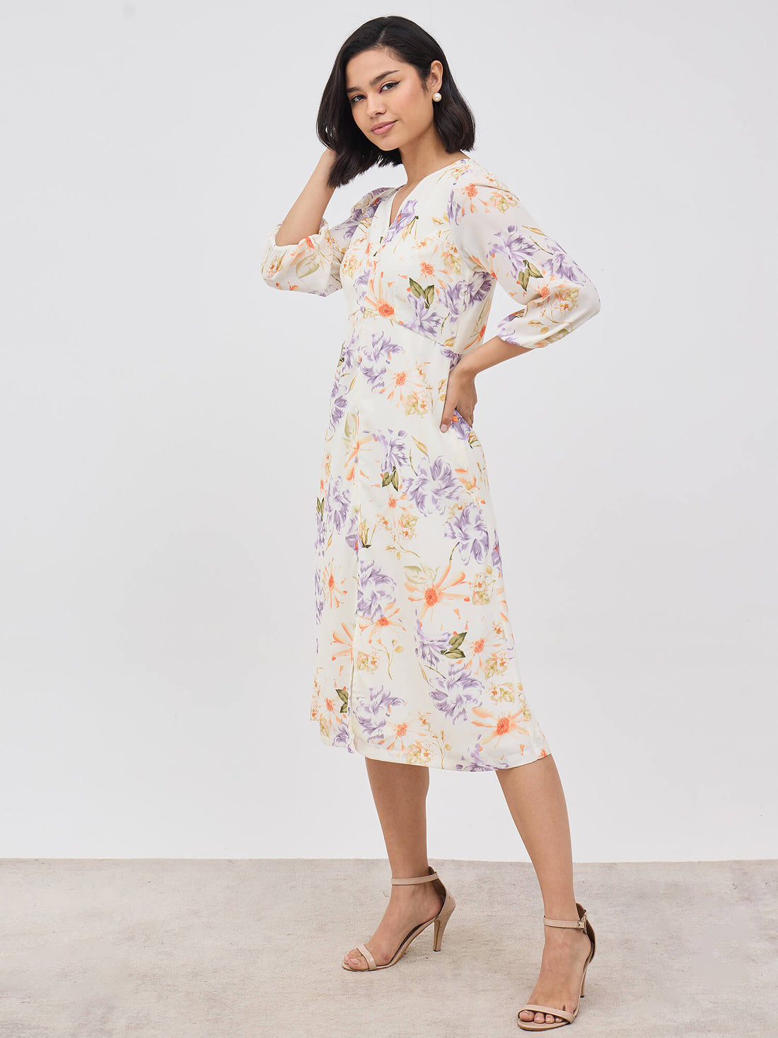 Rosemary A-line Midi dress - Off White