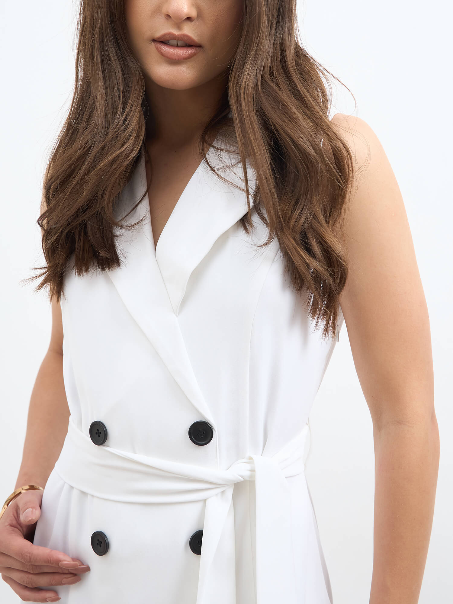 Viking Faux Double Breasted Blazer Dress-White