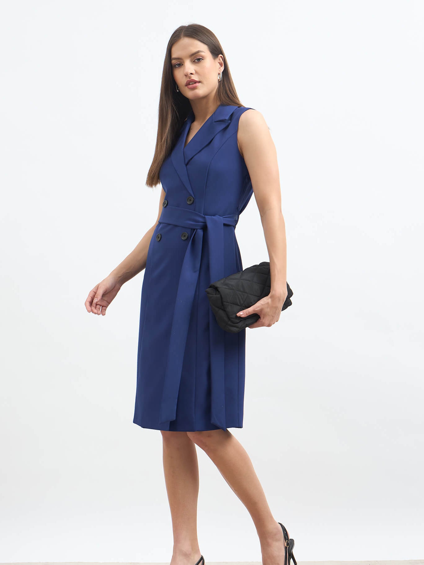 Viking Faux Double Breasted Blazer Dress - Ink Blue - SALT Attire