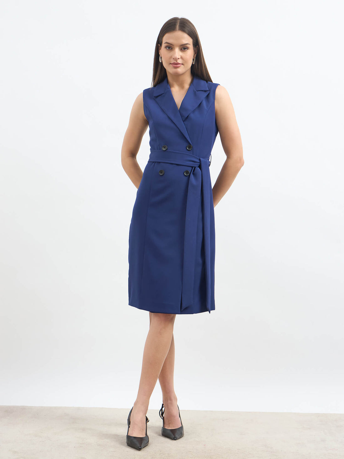 Viking Faux Double Breasted Blazer Dress - Ink Blue