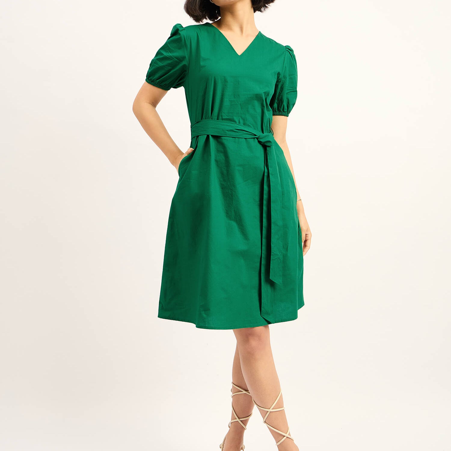 Cove V-neck Dress - Green