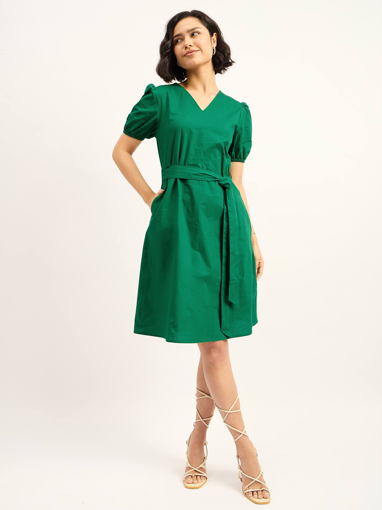 Cove V-neck Dress - Green