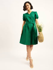 Cove V-neck Dress - Green